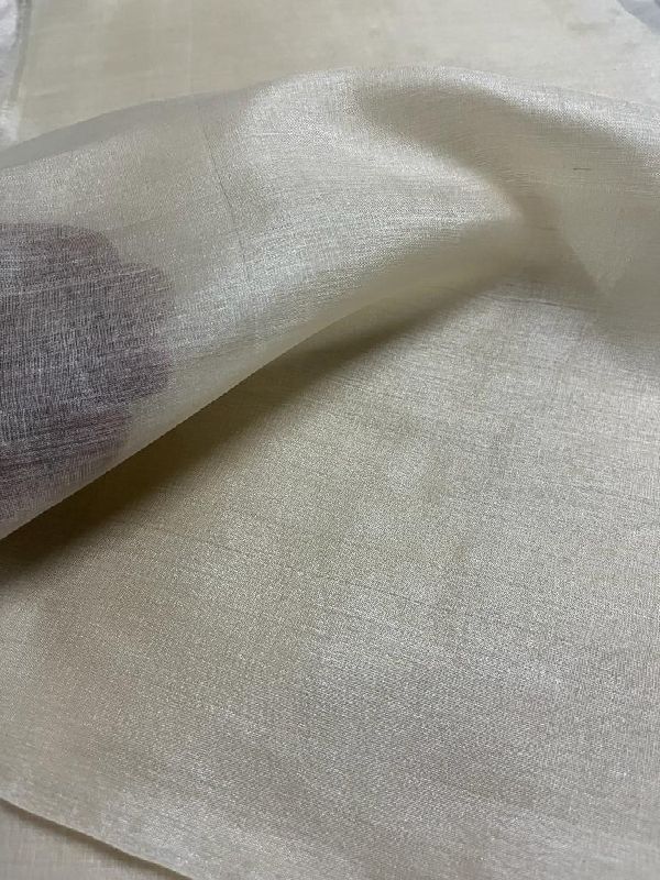 Paper Tussar Silk Fabric, for Garments, Laces, Pattern : Plain