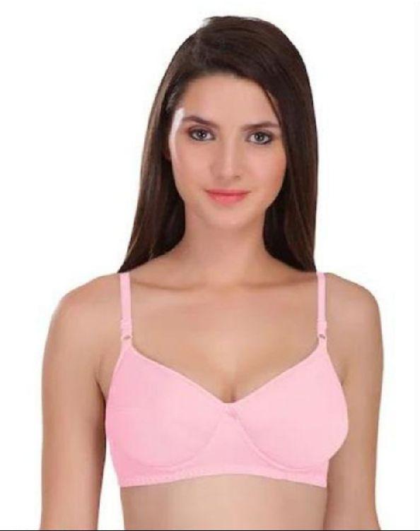 K.M. Mohani Plain Rayon Pink Padded Bra, Size : 28, 30, 32, 34, 36