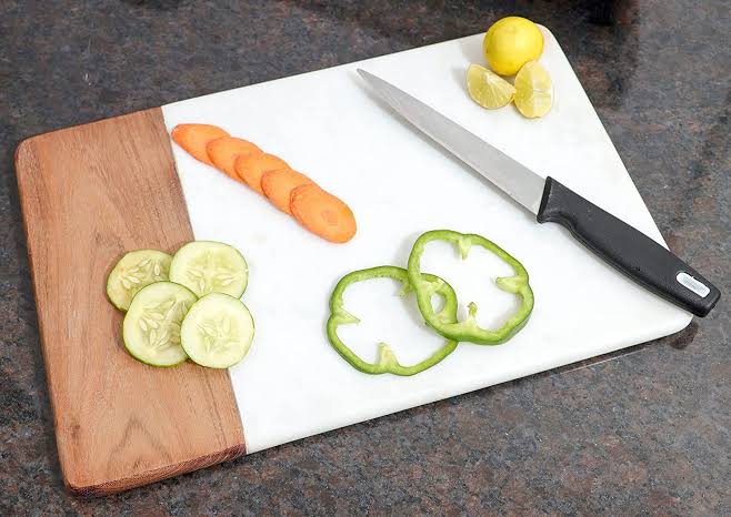 Rectangular Wooden & Marble Chopping Board, for Kitchen, Size : Standard