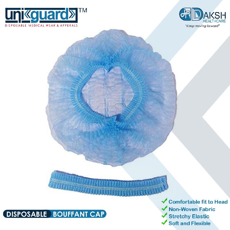 UNIGUARD Plain Non Woven Uni Gaurd Bouffant Cap, Size : 18/21 Inch