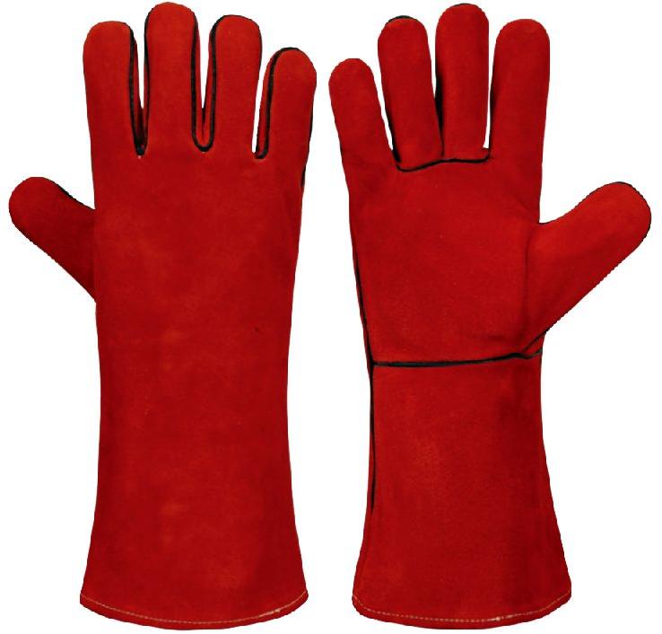 Plain Leather Welding Gloves, Length : 10-15 Inches