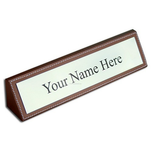 Table Top Name Plate Board, Color Brown, White Supreme Signs
