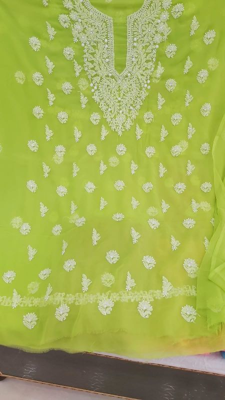 Georgette Chikankari Dress Material, for Making Ladies Garments, Feature : Comfortable, Easy Washable