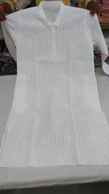 Mens Cotton Chikan Kurta