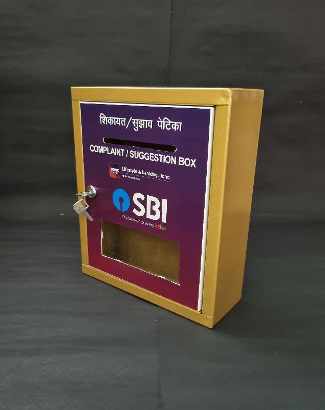 Sbi Metal complaint suggestion box, for Bank Use, Shape : Rectangle