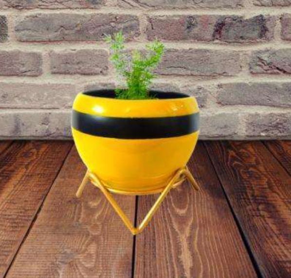 Apple Enameled Pot with Stand, Color : Yellow