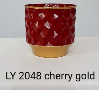 Round Polished Cherry Gold Metal Planter, Pattern : Plain
