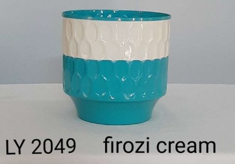 Firozi Cream Metal Planter