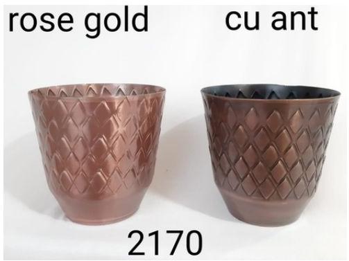Polished LY 2170 Metal Planter, Pattern : Hammered