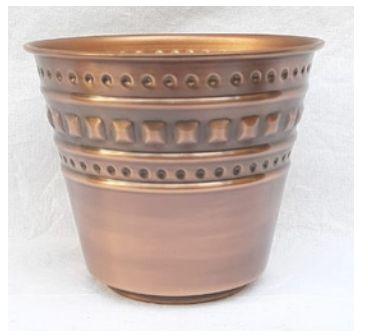 Round Polished LY 224 Metal Planter, Color : Copper