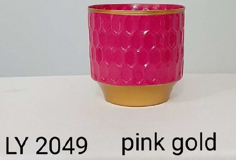 Plain Pink Gold Metal Planter