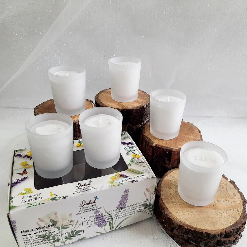 Round Polished Glass Soy Frosted Votive Candle, for Lighting, Decoration, Color : White