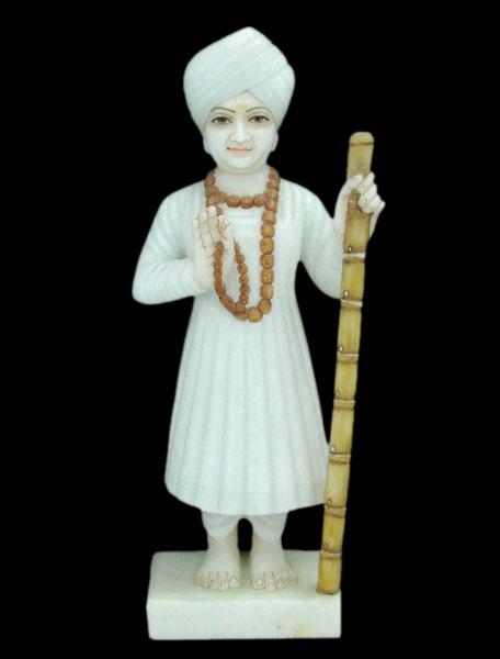 Polished Marble Jalaram Bapa Statue, for Shiny, Dust Resistance, Pattern : Carved