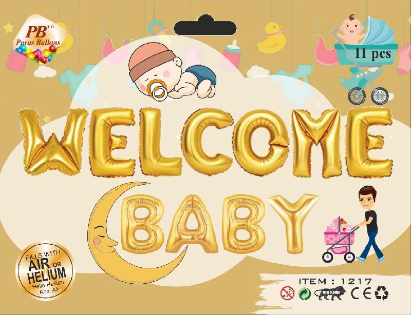 10-100gm Welcome Baby Foil Balloon, Feature : Durable, Easy To Flying, Streachble