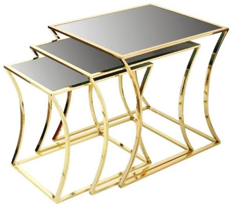 Square Metal Nesting Table Set, for Hotel, Home, Color : Golden