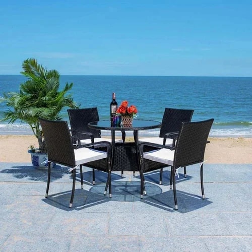 Rattan Outdoor Dining Set, Color Dark Brown Dmeubels Outdoor