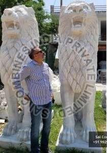 8 Feet Marble Lion Statue, Packaging Type : Thermocol Box