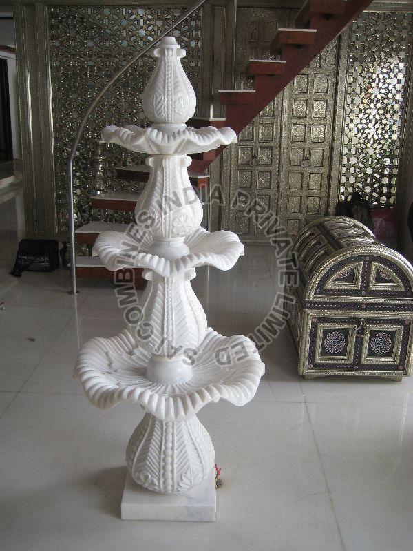 CARVED WHITE MARBLE STONE FOUNTAIN