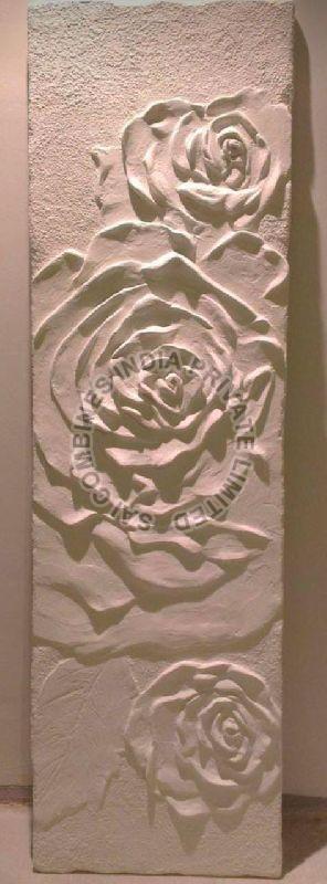 FLOWER CARVED MARBLE STONE  WALL PANEL
