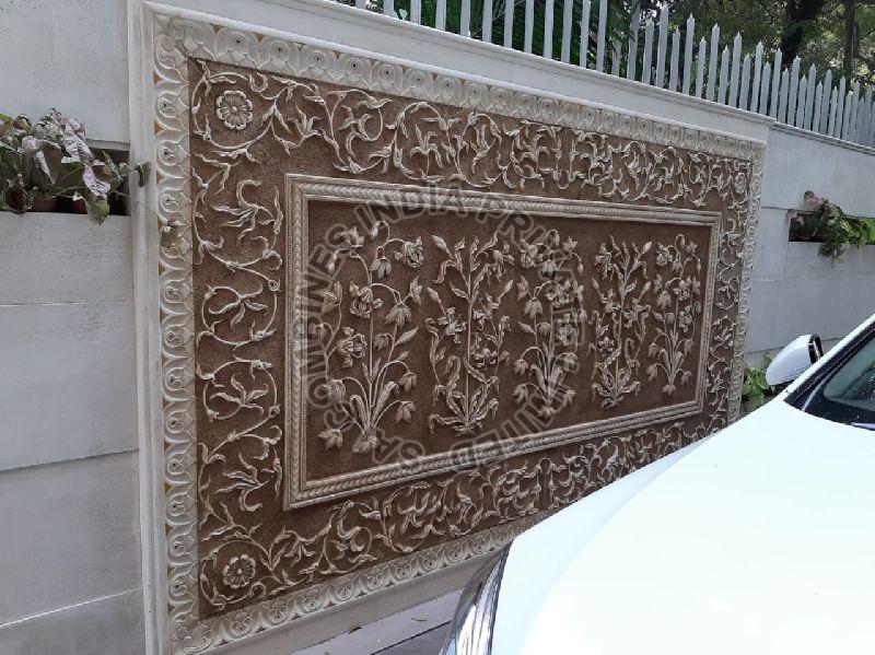 FLOWERS AND LEAVES CARVED MARBLE PANELS