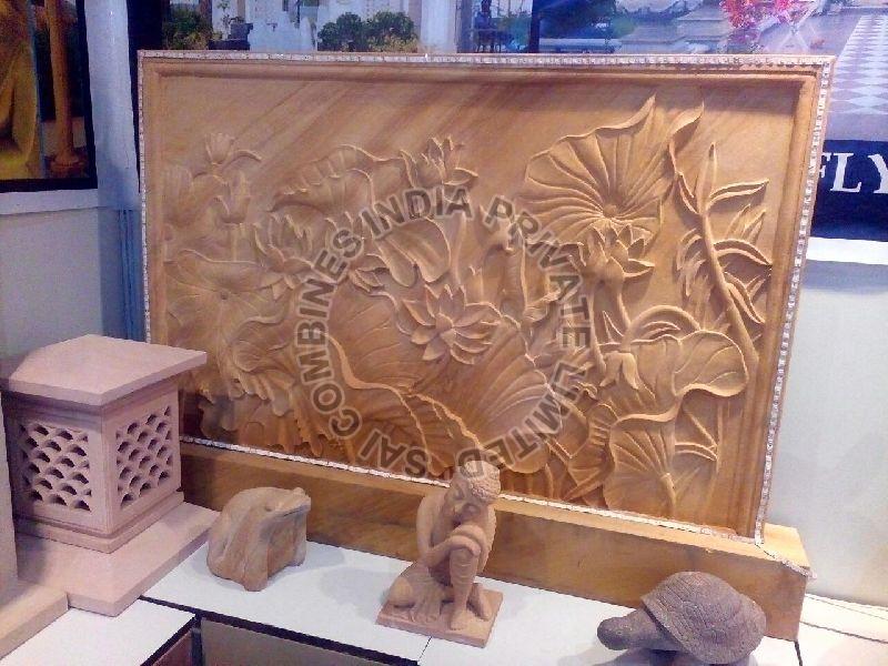 FLOWERS CARVED MARBLE PANEL