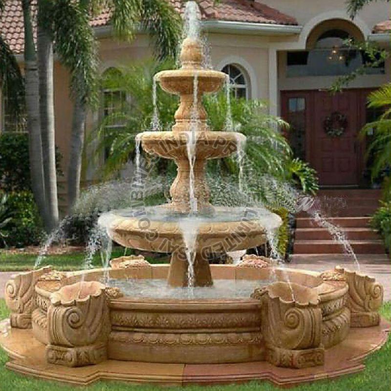 HANDCRAFTED MARBLE STONE GARDEN FOUNTAIN