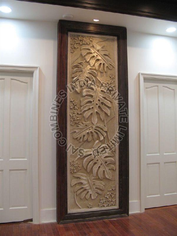 LEAVES CARVED MARBLE WALL PANEL
