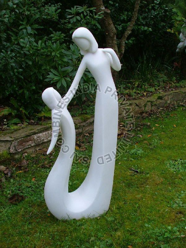 Marble Modern Art Mother and Daughter Sculpture