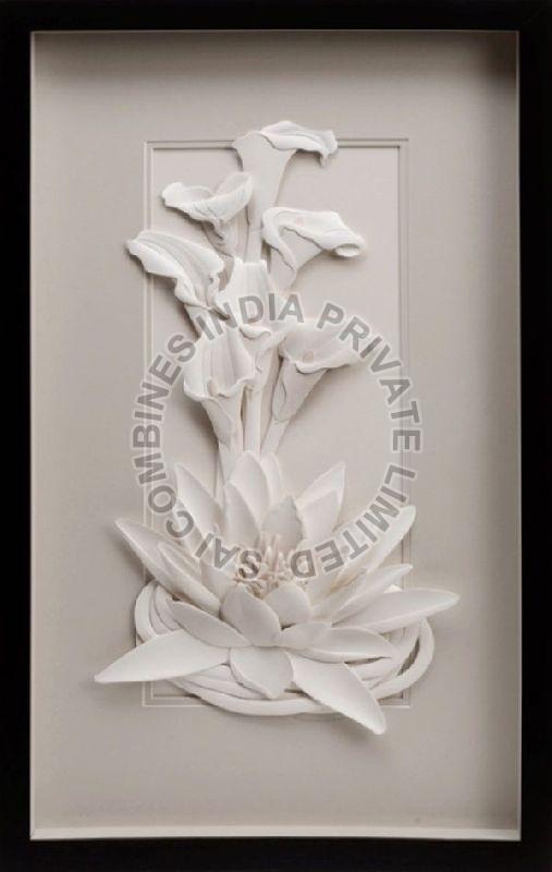 MARBLE STONE FLOWER CARVED WALL PANEL