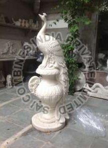 Marble Vase with Peacock Statue, Packaging Type : Thermocol Box
