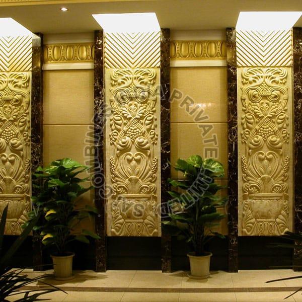 royal flower leaves carved marble panel