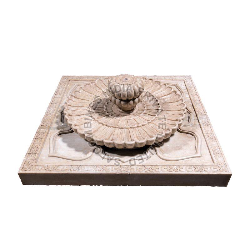 SQUARE FLOWER CARVING MARBLE STONE WATER FOUNTAIN