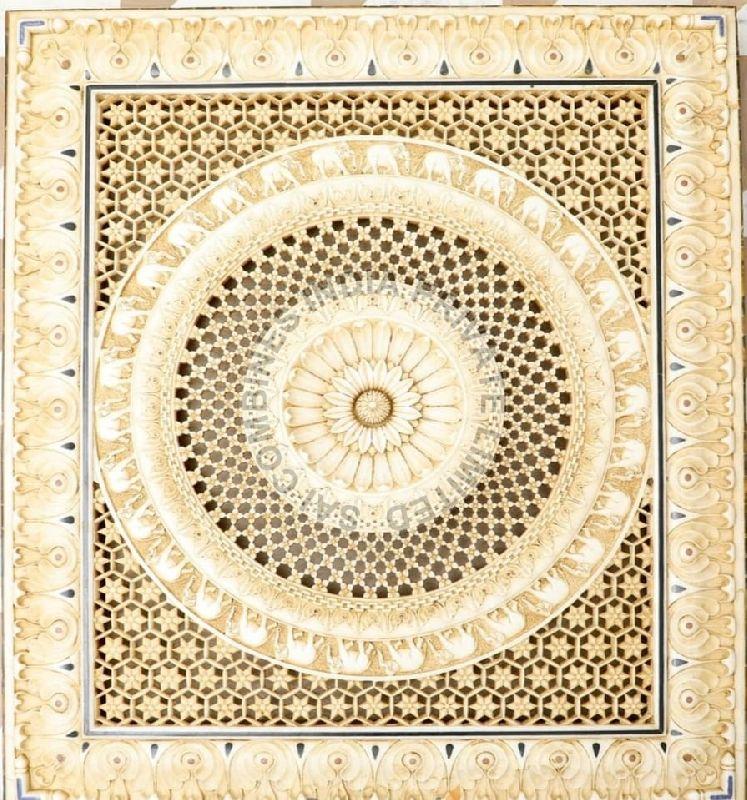 SQUARE ROUND CARVED ANTIQUE MARBLE PANEL