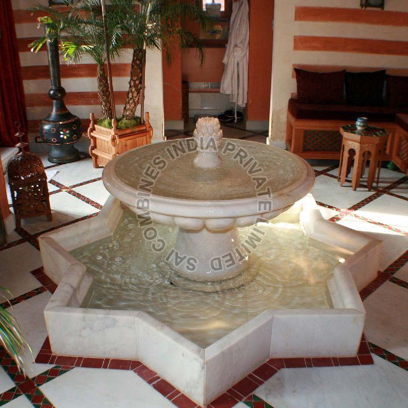 WHITE POLISHED MARBLE WATER FOUNTAIN