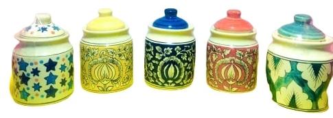 Round Ceremic Ceramic Spice Jar Set, Feature : Colorful, Fine Finishing