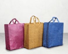 Rectangular Woven Loop Handle Bags, for Packaging, Shopping, Technics : Machine Made