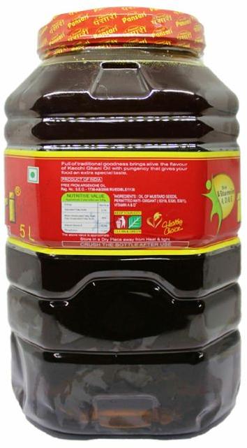 Kachi Ghani Mustard Oil (5 Ltr.), for Cooking, Form : Liquid