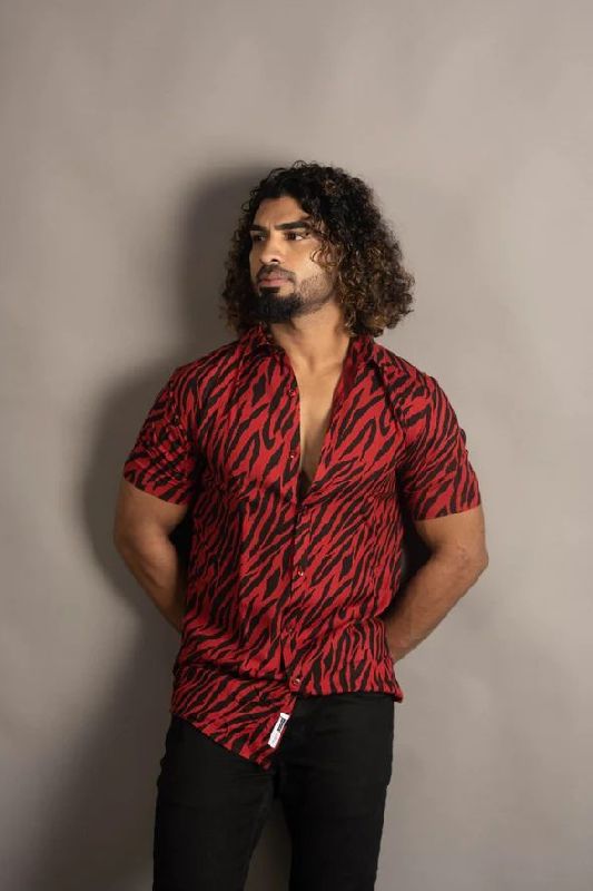 Mens Zebra Print Shirt, Size : XL, XXL