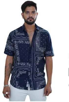 Paisley Printed Blue Half Sleeves Shirt, Gender : Male