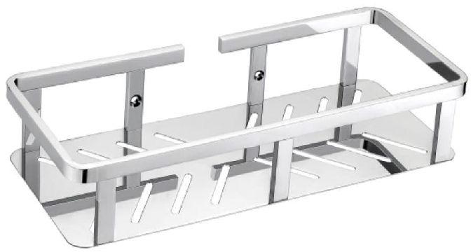 Rectangular Stainless Steel Polished Bathroom Wall Mounted Shelf, Color : Silver