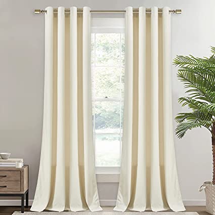 Cream Velvet Curtains, Pattern : Plain