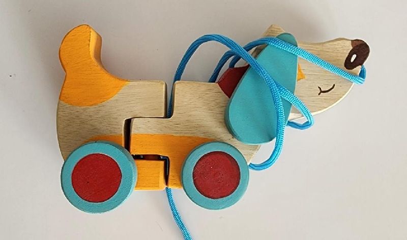Puppy Pull Cart Wooden Toys, for Baby Playing, Technics : Handmade