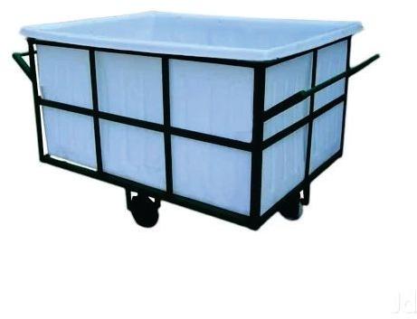 Rectangular Powder Coated Plastic Box Container Trolley, for Handling Heavy Weights