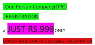 One Person company (OPC) Registration