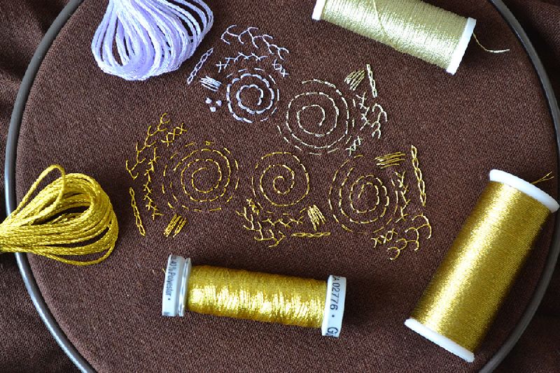 Dyed Gold Embroidery Threads, Technique : Twisted