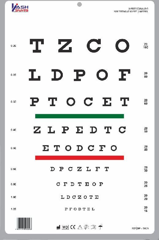 Traditional Snellen Optotype Eye Chart