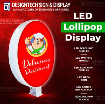 White Electric Aluminium led lollipop sign board, for Domestic, Industrial