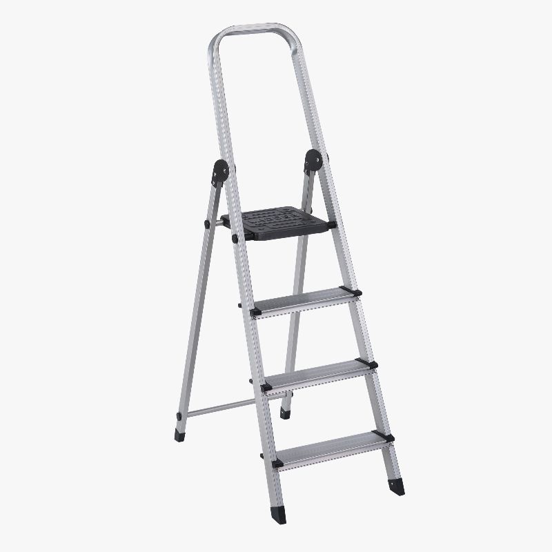 Vasnamm Polished Aluminum safe Step Ladder 3+1, for Home, Industrial