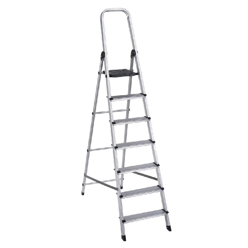 Vasnamm Polished Aluminum Safe Step Ladder 6+1, for Home, Industrial