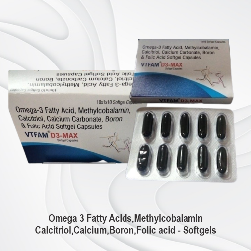Omega3 Fatty Acids,Methylcobalamin, Calcium,Calcitriol,Boron,Folic Acid